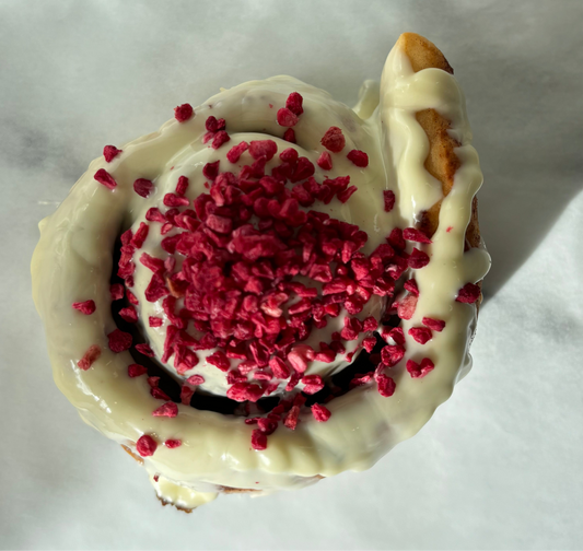 White chocolate raspberry bun